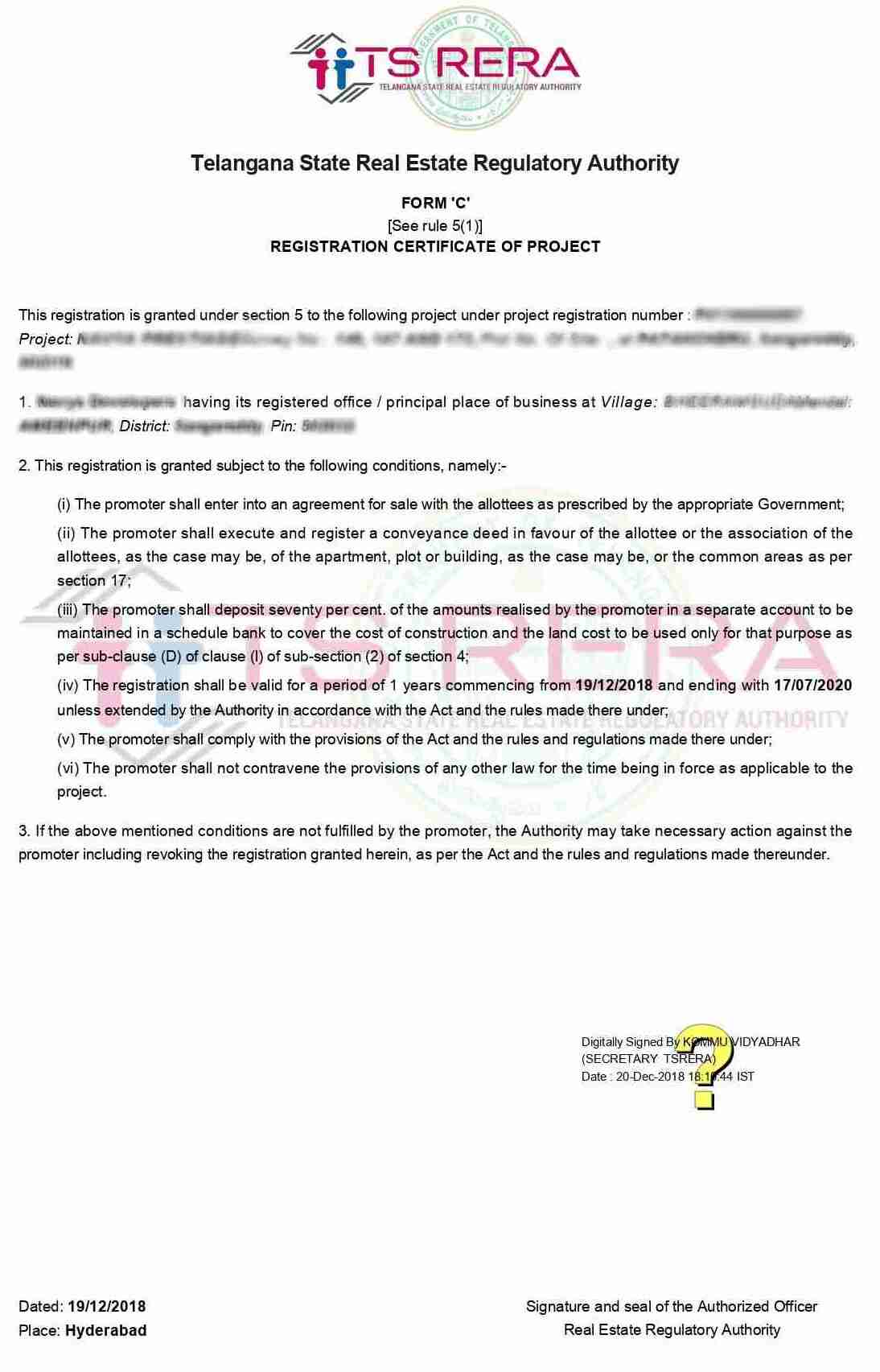 RERA Certificate